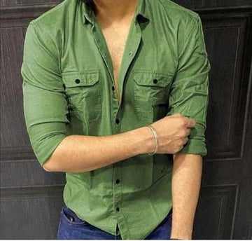 Cotton Solid Full Sleeves Mens Casual Shirt Roposo Clout